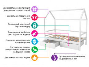 Кровать-домик Svogen с ящиками и бортиком бежево-белый в Покачи - pokachi.magazinmebel.ru | фото - изображение 2